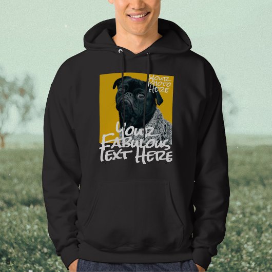 Gepersonaliseerde zwarte Foto en Tekst Hoodie