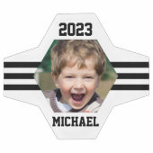 Gepersonaliseerde zwarte foto-streepjes voetbal (Enkel)