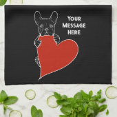 Gepersonaliseerde zwarte Franse Bulldog met een ro Theedoek (Gevouwen)