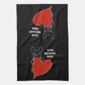 Gepersonaliseerde zwarte Franse Bulldog met een ro Theedoek (Verticaal)