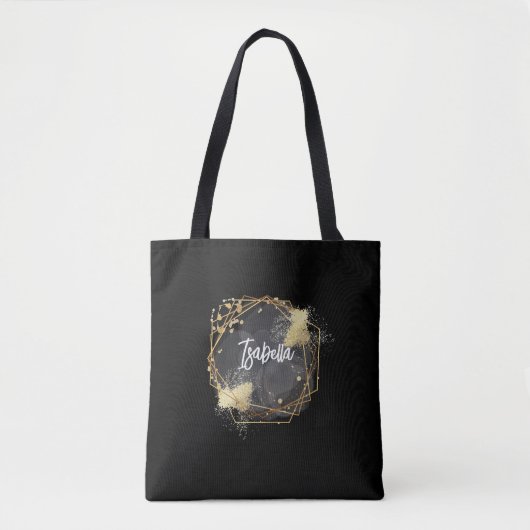 Gepersonaliseerde Zwarte Geometrische Thermische T Tote Bag (Voorkant)