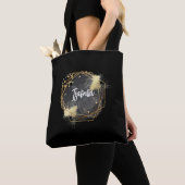 Gepersonaliseerde Zwarte Geometrische Thermische T Tote Bag (Dichtbij)
