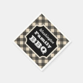 Gepersonaliseerde zwarte Gingham Napkins Servet (Hoek)