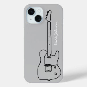 gepersonaliseerde zwarte gitaar iPhone 15 case