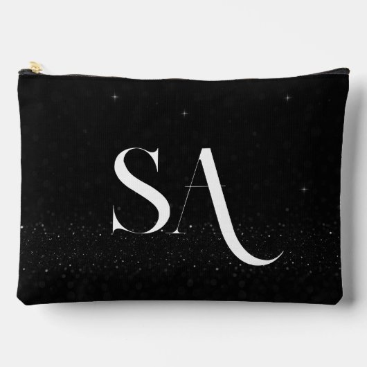 Gepersonaliseerde zwarte glitter Initialen groot Etui (Voorkant)