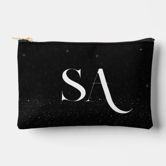 Gepersonaliseerde zwarte glitter Initialen klein Etui (Voorkant)
