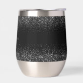 Gepersonaliseerde Zwarte Glitter RVS Wijnbeker (Links)