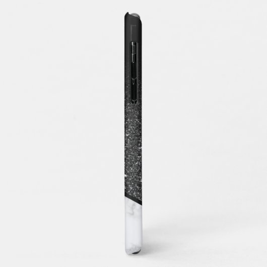 Gepersonaliseerde zwarte glitter - wit marmer Case-Mate iPhone case (Achterkant/links)