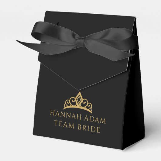 Gepersonaliseerde zwarte & goudbridesmaïde cadeaut bedankdoosjes (Voorkant Zijde)