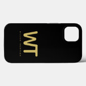 Gepersonaliseerde zwarte gouden Initialen Logo Case-Mate iPhone Case (Achterkant (horizontaal))