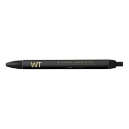 Gepersonaliseerde zwarte gouden Initialen Logo Inkt Pen