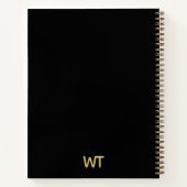Gepersonaliseerde zwarte gouden Initialen Logo Notitieboek (Achterkant)
