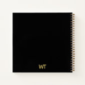Gepersonaliseerde zwarte gouden Initialen Logo Notitieboek (Achterkant)