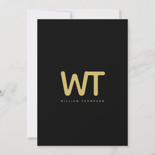 Gepersonaliseerde zwarte gouden Initialen Logo Opm Bedankkaart (Voorkant)