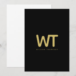 Gepersonaliseerde zwarte gouden Initialen Logo Opm Bedankkaart