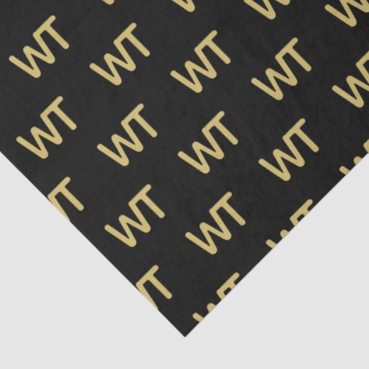 Gepersonaliseerde zwarte gouden Initialen Logo Tissuepapier (Detail)