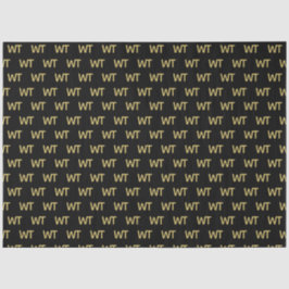 Gepersonaliseerde zwarte gouden Initialen Logo Tissuepapier