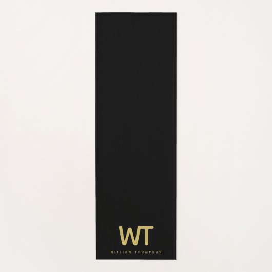 Gepersonaliseerde zwarte gouden Initialen Logo Yogamat (Voorkant)