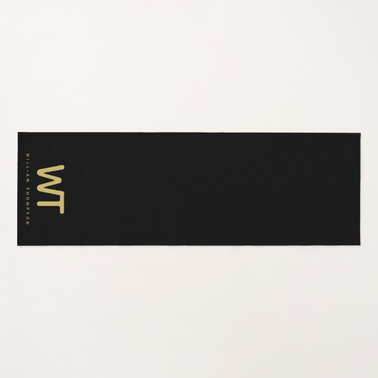 Gepersonaliseerde zwarte gouden Initialen Logo Yogamat (Voorkant (horizontaal))