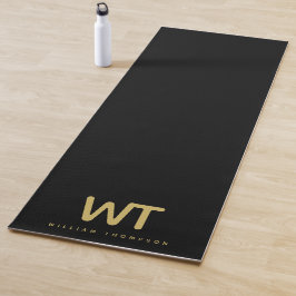 Gepersonaliseerde zwarte gouden Initialen Logo Yogamat