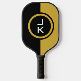 Gepersonaliseerde zwarte gouden pickleball paddle