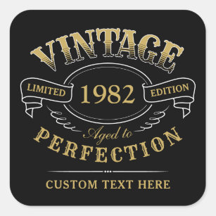 Gepersonaliseerde zwarte gouden Vintage tot perfec Vierkante Sticker