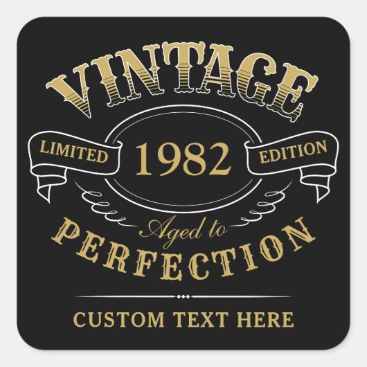 Gepersonaliseerde zwarte gouden Vintage tot perfec Vierkante Sticker (Voorkant)