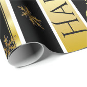 Gepersonaliseerde zwarte & goudkerst cadeaupapier (Rol Hoek)