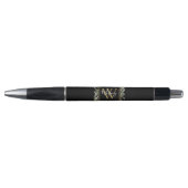 Gepersonaliseerde zwarte goudmonogram Greenery Pen (Voorkant)