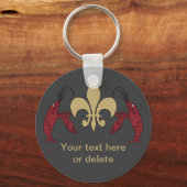 Gepersonaliseerde zwarte goudvleur de Lis Crawfish Sleutelhanger (Voorkant)