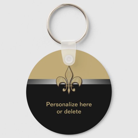 Gepersonaliseerde zwarte goudvleur de Lis Sleutelhanger (Voorkant)