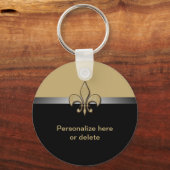 Gepersonaliseerde zwarte goudvleur de Lis Sleutelhanger (Voorkant)