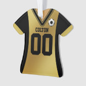 Gepersonaliseerde zwarte/goudzoeker Jersey Ornament (voorkant)