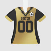 Gepersonaliseerde zwarte/goudzoeker Jersey Ornament (achterkant)