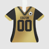 Gepersonaliseerde zwarte/goudzoeker Jersey Ornament (voorkant)