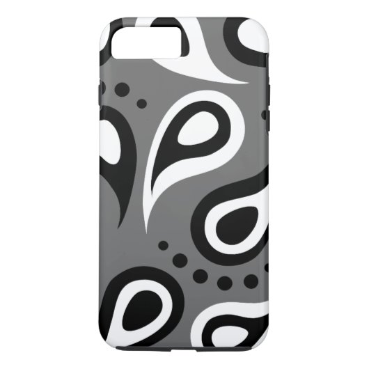 Gepersonaliseerde zwarte grijs & witte paisley Case-Mate iPhone case (Achterkant)