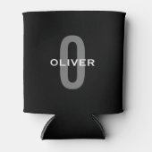 Gepersonaliseerde zwarte grijze monogram witte naa blikjeskoeler (Voorkant)