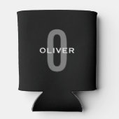 Gepersonaliseerde zwarte grijze monogram witte naa blikjeskoeler (Achterkant)