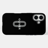 Gepersonaliseerde zwarte grijze monogram witte naa Case-Mate iPhone case (Achterkant (horizontaal))