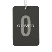 Gepersonaliseerde zwarte grijze monogram witte naa luchtverfrisser (Achterkant)