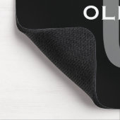 Gepersonaliseerde zwarte grijze monogram witte naa muismat (Hoek)