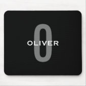 Gepersonaliseerde zwarte grijze monogram witte naa muismat (Voorkant)