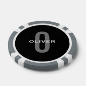 Gepersonaliseerde zwarte grijze monogram witte naa poker chips (Enkel)