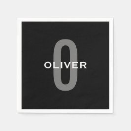 Gepersonaliseerde zwarte grijze monogram witte naa servet