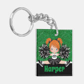 Gepersonaliseerde zwarte & groene cheerleading Sle Sleutelhanger (Voorkant Links)