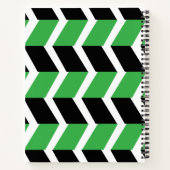 Gepersonaliseerde zwarte groene Chevron Stripe Notitieboek (Achterkant)