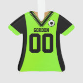Gepersonaliseerde zwarte/groene sporter Jersey Ornament (achterkant)