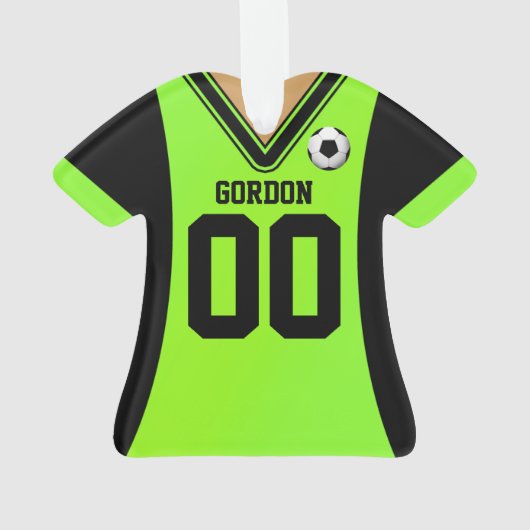 Gepersonaliseerde zwarte/groene sporter Jersey Ornament (achterkant)