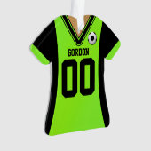 Gepersonaliseerde zwarte/groene sporter Jersey Ornament (voorkant)