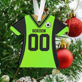Gepersonaliseerde zwarte/groene sporter Jersey Ornament
